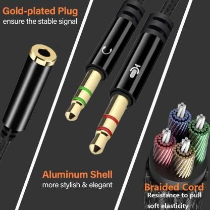 3.5mm Headphone Splitter - Gold Plated Audio Cable for PC & Laptop